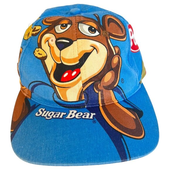 Vintage Post Cereal Sugar Bear SnapBack Hat Golden Crisp Ball Cap all Over Print - Picture 2 of 8